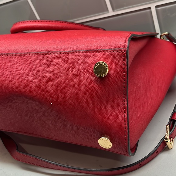 Michael Kors Red Crossbody Bag with Gold Accents - Picture 9 of 13